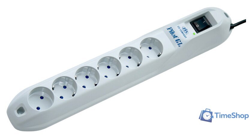 Сетевой фильтр ZIS Pilot GL 6 розеток, 1.8 м, белый - Изображение №1 — Интернет-магазин Time-Shop