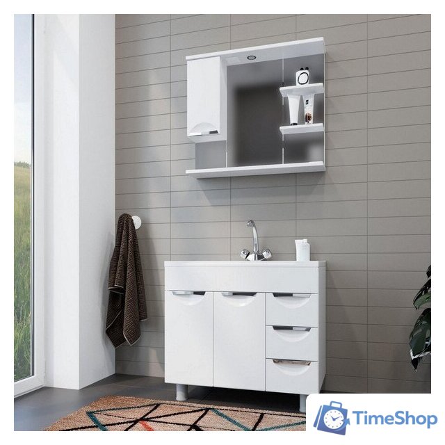  Mixline Шкаф с зеркалом Этьен 80 L 540870 (с подсветкой) - Изображение №3 — Интернет-магазин Time-Shop