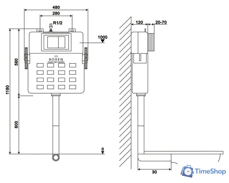 Унитаз подвесной Roxen Attach 966940 (кнопка хром глянец) - Изображение №6 — Интернет-магазин Time-Shop