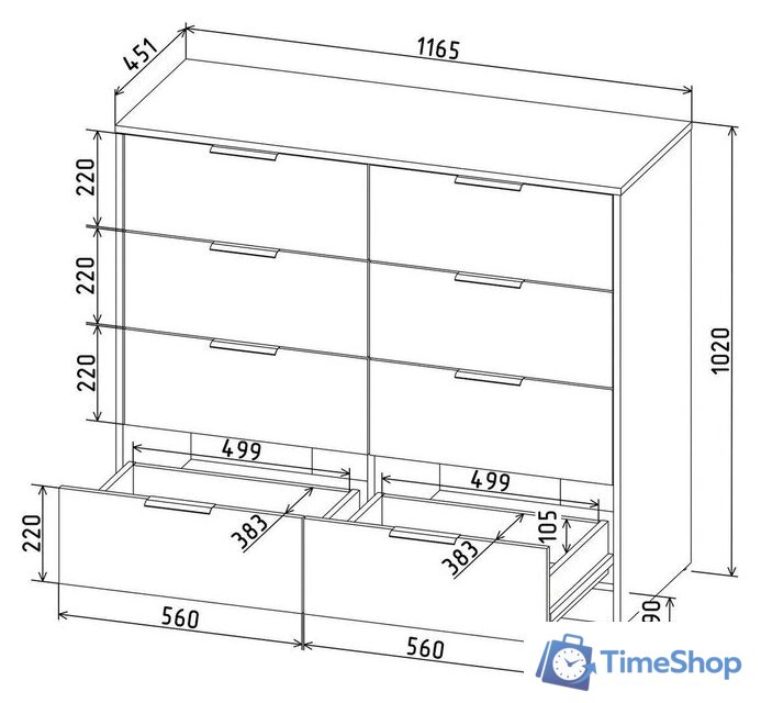 Комод Интерлиния Концепт КТ-К117 (бетон/антрацит) - Изображение №5 — Интернет-магазин Time-Shop