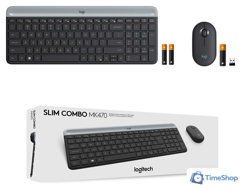 Офисный набор Logitech MK470 Slim Wireless Combo 920-009204 (графитовый) - Изображение №2 — Интернет-магазин Time-Shop