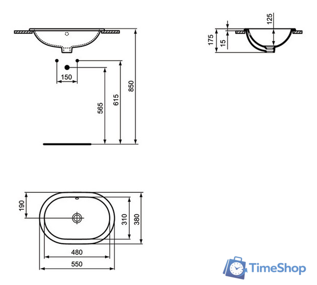 Умывальник Ideal Standard Connect 55x38 [E504701] - Изображение №2 — Интернет-магазин Time-Shop