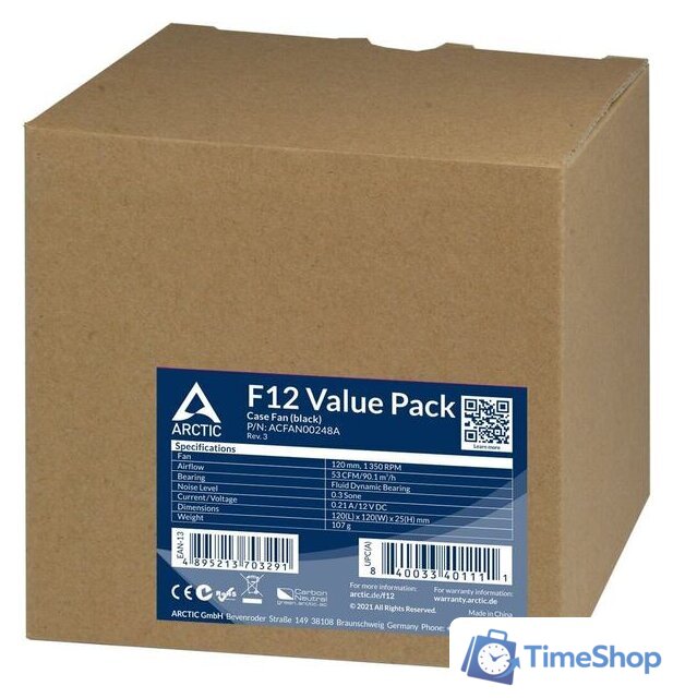 Комплект вентиляторов для корпуса Arctic F12 (5 шт) ACFAN00248A - Изображение №5 — Интернет-магазин Time-Shop