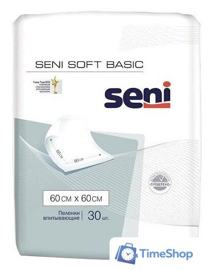 Пеленки Seni Soft Basic 60х60 см (30 шт) - Изображение №1 — Интернет-магазин Time-Shop