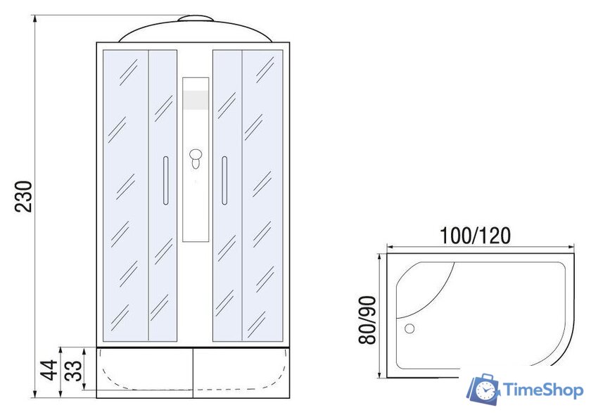 Душевая кабина River Desna XL 100/80/44 MT R - Изображение №14 — Интернет-магазин Time-Shop