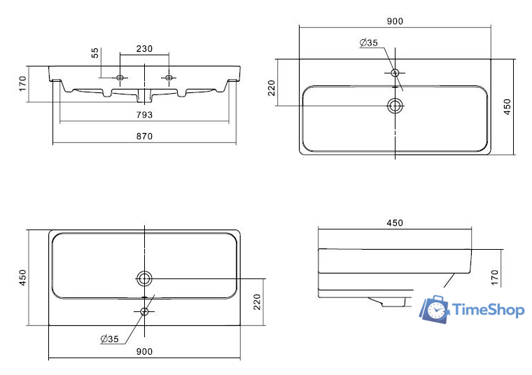 Умывальник Santek Адриана-90 1.WH50.1.629 - Изображение №4 — Интернет-магазин Time-Shop