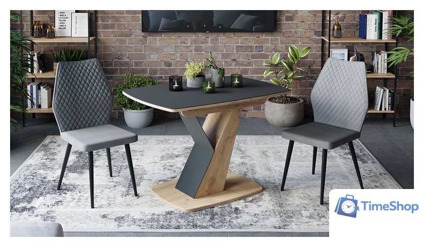 Кухонный стол Трия Гарда тип 1 (дуб крафт золото/стекло матовое черный графит) - Изображение №3 — Интернет-магазин Time-Shop