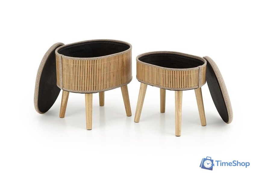 Пуфик Halmar Tico (2 пуфа, бежевый) - Изображение №2 — Интернет-магазин Time-Shop