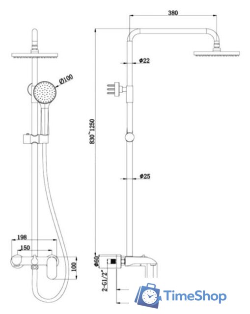 Душевая система  Bravat Pure F6335369CP-A-RUS - Изображение №2 — Интернет-магазин Time-Shop