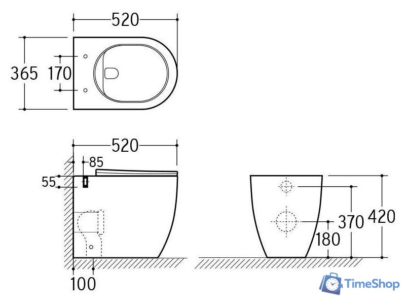 Унитаз подвесной Roxen Antares One Rimless 6 в 1 StounFix Dual Fresh 557682 (кнопка: матовая) - Изображение №17 — Интернет-магазин Time-Shop