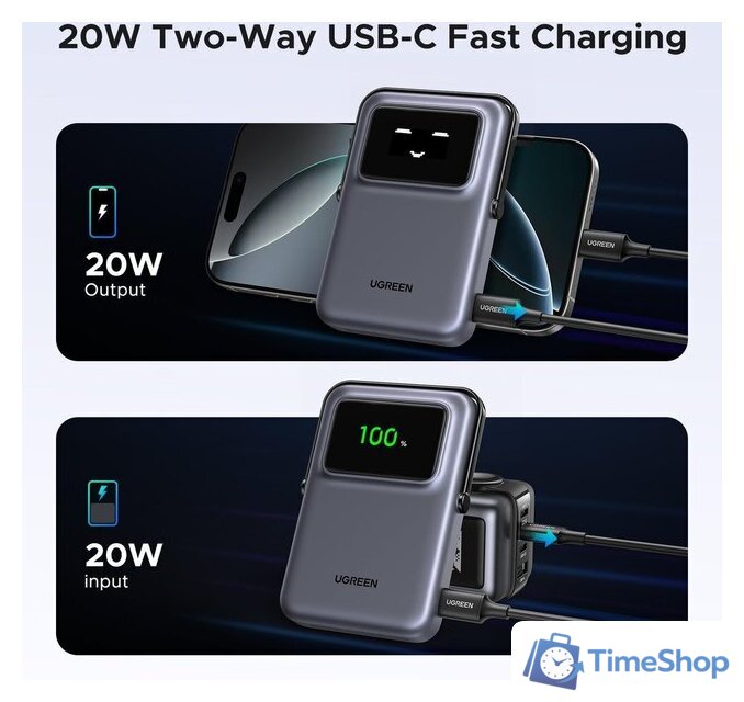 Внешний аккумулятор Ugreen PB764 10000mAh (серый) - Изображение №5 — Интернет-магазин Time-Shop