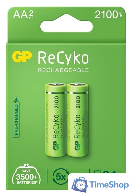 Аккумулятор GP ReCyko AA 2100mAh 2 шт. - Изображение №1 — Интернет-магазин Time-Shop