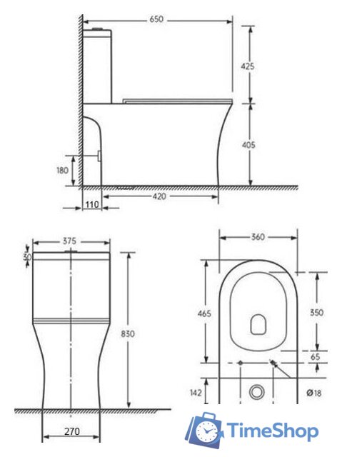 Унитаз напольный Roxen Urban Tornado 600190-01 - Изображение №6 — Интернет-магазин Time-Shop
