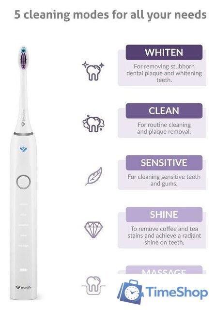 Электрическая зубная щетка TrueLife SonicBrush Clean70 UV (белый) - Изображение №2 — Интернет-магазин Time-Shop