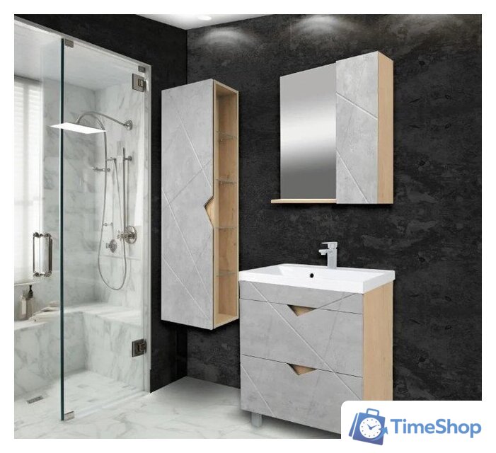  Doratiz Шкаф с зеркалом Фьорд 70 R 2711.159 (дуб бунратти/цемент) - Изображение №6 — Интернет-магазин Time-Shop