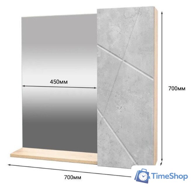  Doratiz Шкаф с зеркалом Фьорд 70 R 2711.159 (дуб бунратти/цемент) - Изображение №13 — Интернет-магазин Time-Shop