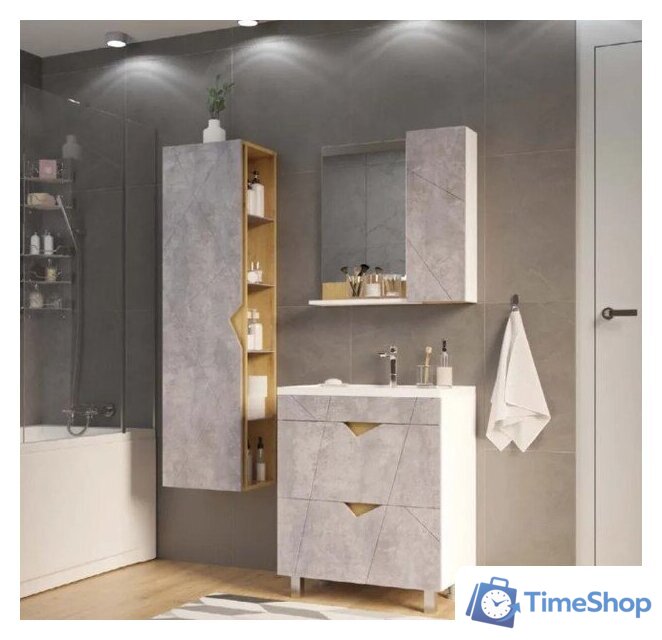  Doratiz Шкаф с зеркалом Фьорд 70 R 2711.159 (дуб бунратти/цемент) - Изображение №12 — Интернет-магазин Time-Shop