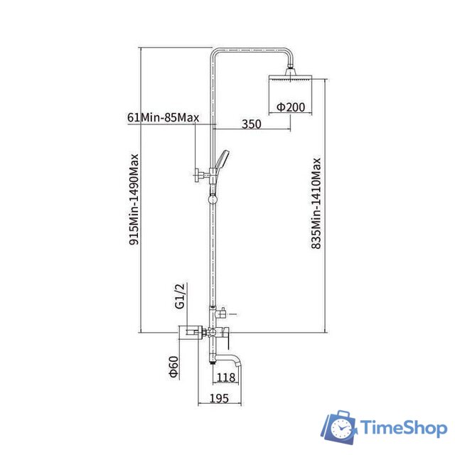 Душевая система  Fashun A52415 - Изображение №2 — Интернет-магазин Time-Shop