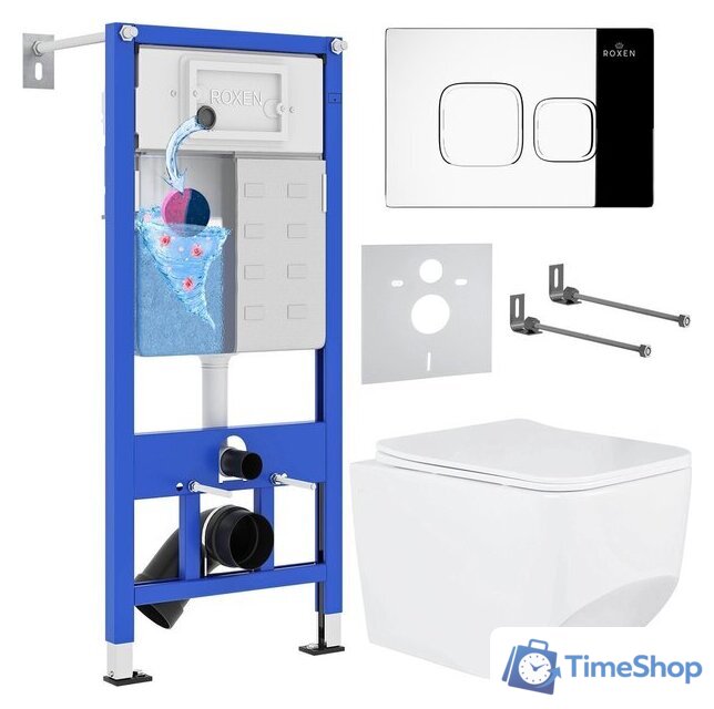 Унитаз подвесной Roxen Boro One Rimless 6 в 1 StounFix Dual Fresh 552158 (кнопка: хром) - Изображение №1 — Интернет-магазин Time-Shop