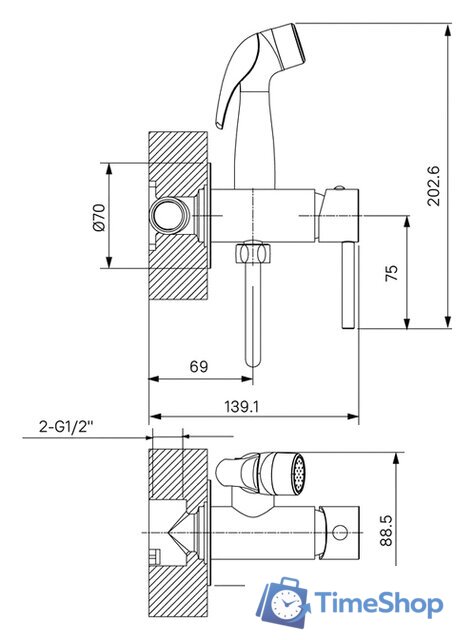 Гигиенический душ Milardo Tidy 001BLR0M08 - Изображение №2 — Интернет-магазин Time-Shop