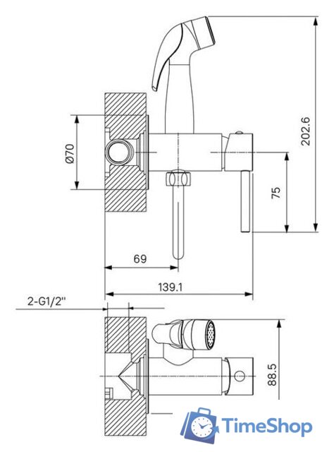 Гигиенический душ Milardo Tidy 001BLR0M08 - Изображение №2 — Интернет-магазин Time-Shop