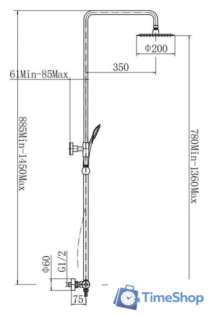 Душевая система  Fashun A52427 - Изображение №3 — Интернет-магазин Time-Shop