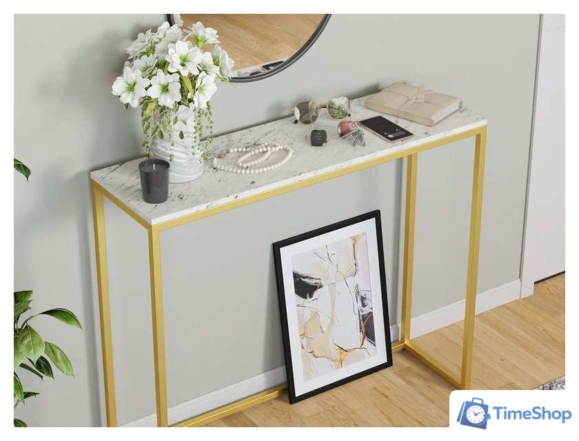 Консольный стол LoftyHome Мальборк 1627984 (мрамор сноу/золото) - Изображение №4 — Интернет-магазин Time-Shop