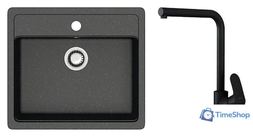 Кухонная мойка Berge BR-5750 + смеситель AM.PM Like Like F8005022 (черный) - Изображение №1 — Интернет-магазин Time-Shop