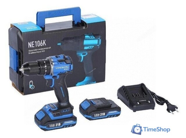 Ударная дрель-шуруповерт Nordberg NE106K (с 2-мя АКБ, кейс) - Изображение №1 — Интернет-магазин Time-Shop