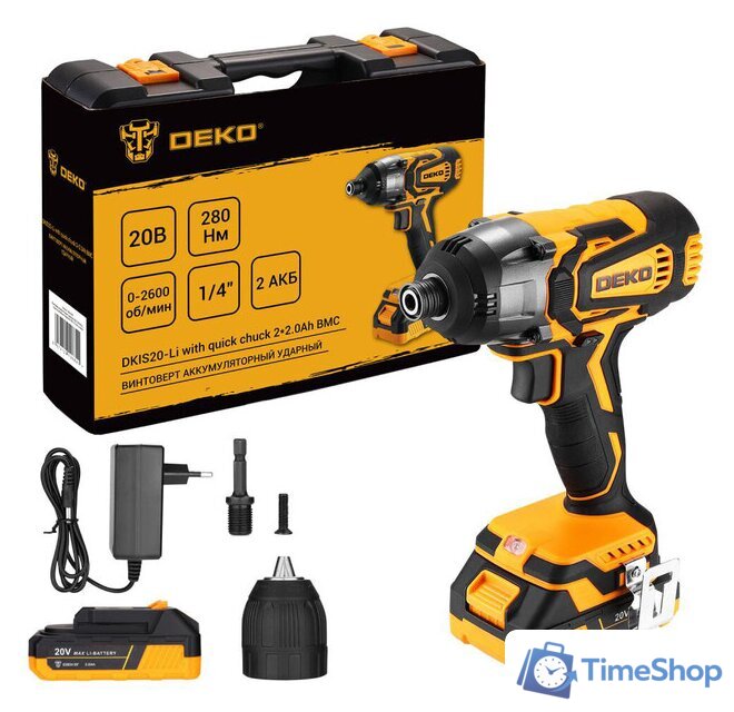 Винтоверт Deko DKIS20-Li Set 063-4392 (с 2-мя АКБ, кейс) - Изображение №1 — Интернет-магазин Time-Shop