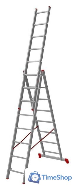 Лестница-стремянка Новая высота NV 123 алюминиевая трёхсекционная 3x8 ступеней - Изображение №2 — Интернет-магазин Time-Shop