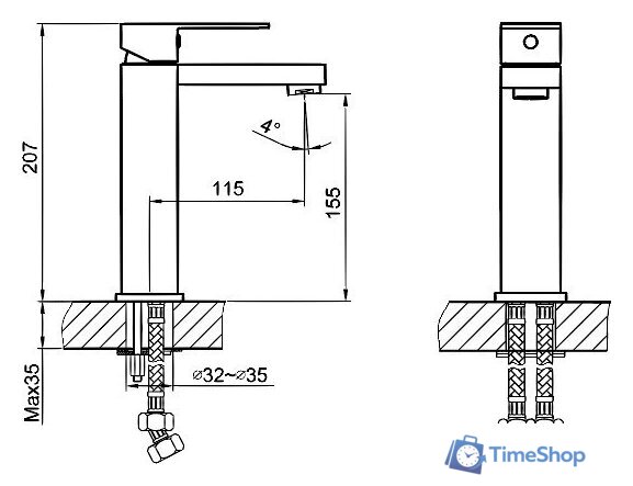 Смеситель Ahti Hamina HA201101 - Изображение №2 — Интернет-магазин Time-Shop