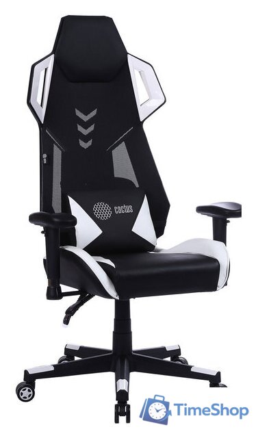 Игровое (геймерское) кресло CACTUS CS-CHR-090BLW (черный/белый) - Изображение №1 — Интернет-магазин Time-Shop