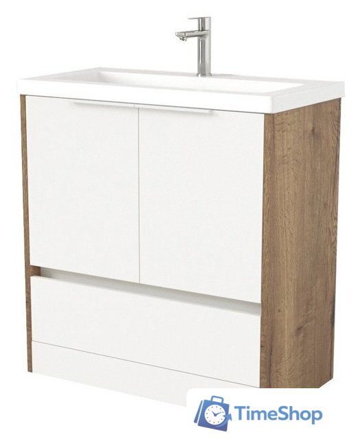  Дабер Тумба под умывальник 017 Тобага/Эридан 80 Т17.8Т.0.21Б ( дуб галифакс/белый/ручка белая) - Изображение №1 — Интернет-магазин Time-Shop