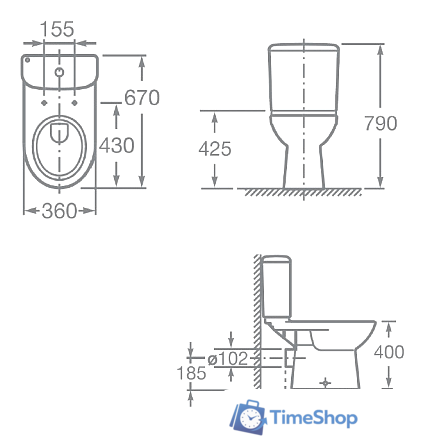 Унитаз напольный Roca Access 34P23800Y - Изображение №4 — Интернет-магазин Time-Shop