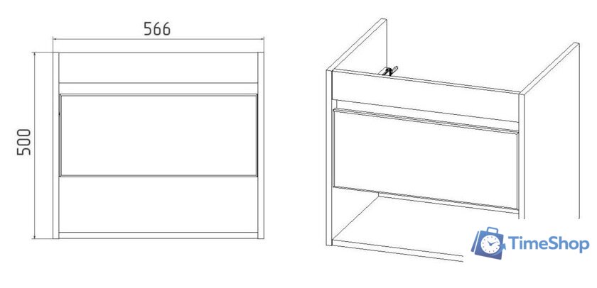  Viant Тумба под умывальник Бостон Como 60 VBOS60CO-T1YP - Изображение №4 — Интернет-магазин Time-Shop