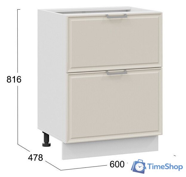 Шкаф напольный Трия Белладжио 1Н6Я2 (белый/софт панакота) - Изображение №3 — Интернет-магазин Time-Shop