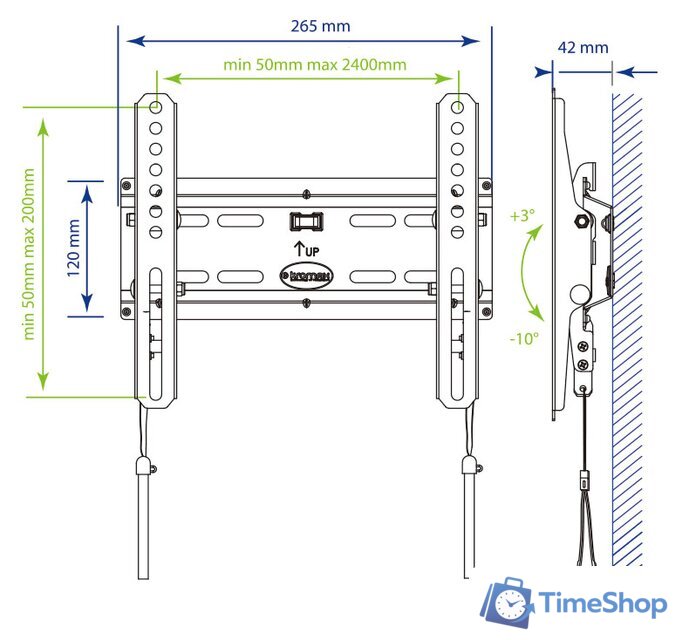 Кронштейн для телевизора Kromax FLAT-6 (черный) - Изображение №2 — Интернет-магазин Time-Shop