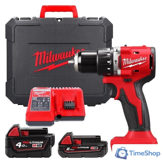 Ударная дрель-шуруповерт Milwaukee M18 M18BLPDRC-422C 4933492825 (с 2-мя АКБ 2 Ач + 4 Ач, кейс) - Изображение №1 — Интернет-магазин Time-Shop