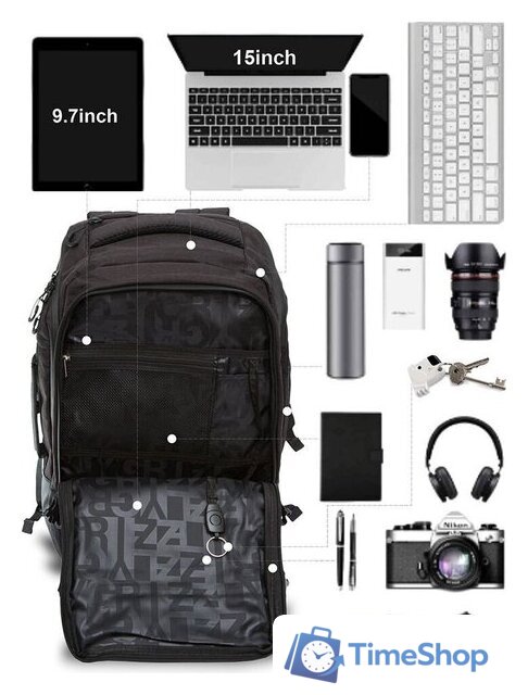 Городской рюкзак Grizzly RQ-019-21 (черный) - Изображение №6 — Интернет-магазин Time-Shop