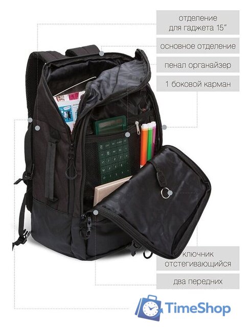 Городской рюкзак Grizzly RQ-019-21 (черный) - Изображение №5 — Интернет-магазин Time-Shop