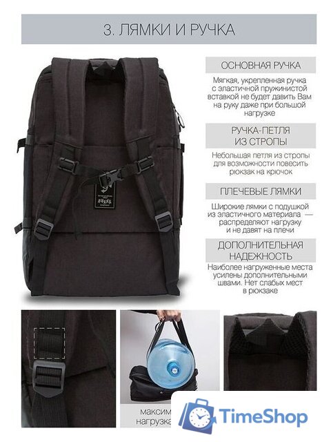 Городской рюкзак Grizzly RQ-019-21 (черный) - Изображение №4 — Интернет-магазин Time-Shop