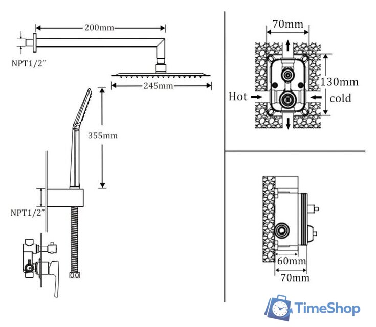 Душевая система  Kern 5256 (черный) - Изображение №2 — Интернет-магазин Time-Shop