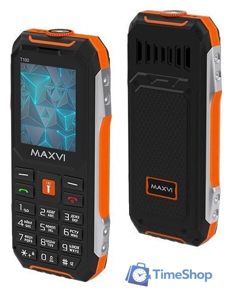 Кнопочный телефон Maxvi T100 (оранжевый) - Изображение №2 — Интернет-магазин Time-Shop