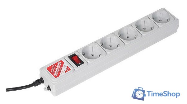 Сетевой фильтр Power Cube 5 розеток, серый, 1.9 м (SPG-B-6) - Изображение №1 — Интернет-магазин Time-Shop