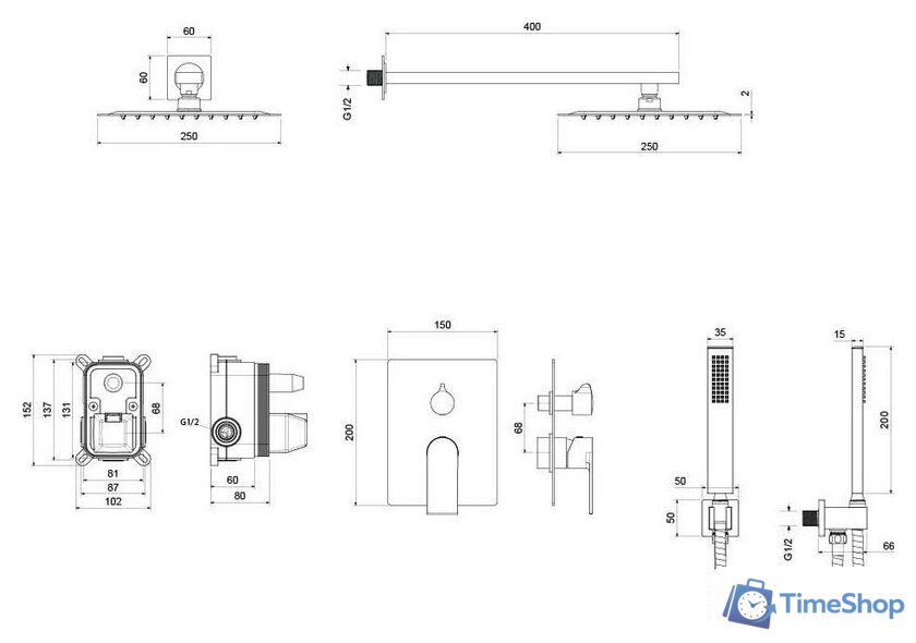 Душевая система  Aquatek Лира AQ1472MB (черный матовый) - Изображение №5 — Интернет-магазин Time-Shop
