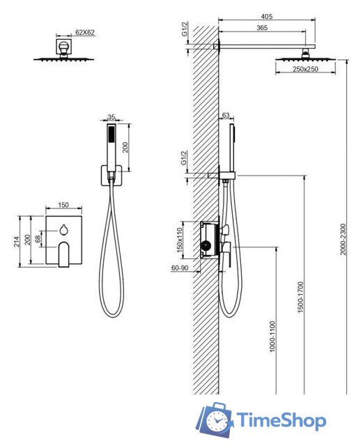 Душевая система  Aquatek Лира AQ1472MB (черный матовый) - Изображение №6 — Интернет-магазин Time-Shop
