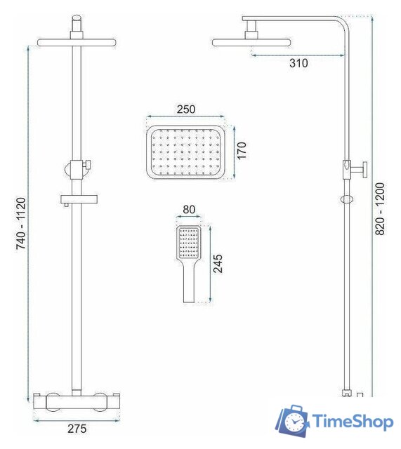 Душевая система  Rea Tom Gold REA-P7102 - Изображение №6 — Интернет-магазин Time-Shop