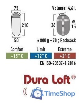 Спальный мешок High Peak Lite Pak 800 23260 (зеленый/красный) - Изображение №5 — Интернет-магазин Time-Shop
