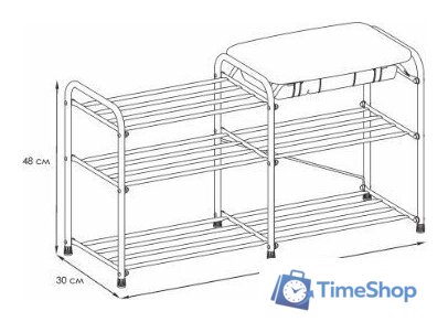 Полка для обуви ЗМИ Альфа 33 с сиденьем и ящиком ПДОА33СЯ (коричневый) - Изображение №4 — Интернет-магазин Time-Shop